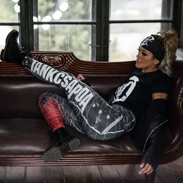 Leggings - piros szegecses - női