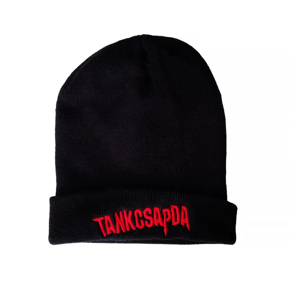 Kötött sapka Tankcsapda logóval - fekete/piros