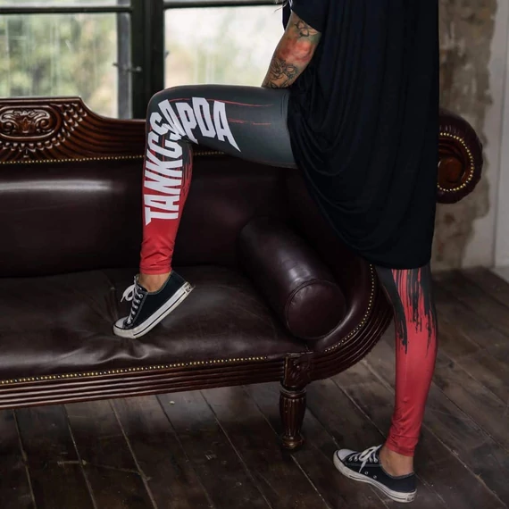 Leggings - piros/fekete - női