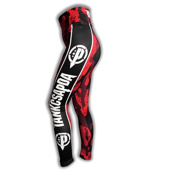 Leggings - piros terepmintás - női