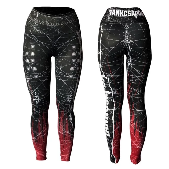 Leggings - piros szegecses - női