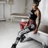 Leggings - piros terepmintás - női